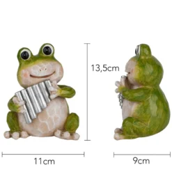 Deko-Frosch mit Panflöte, 13,5cm hoch, 11cm breit