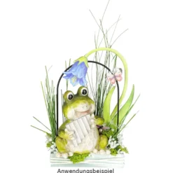 Deko-Frosch mit Panflöte, 13,5cm hoch, 11cm breit