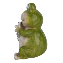 Deko-Frosch mit Panflöte, 13,5cm hoch, 11cm breit