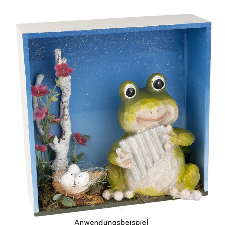 Deko-Frosch mit Panflöte, 13,5cm hoch, 11cm breit