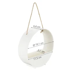 Deko-Gefäß Blumenampel, Ø19,1cm, 6,4cm tief, Rohling, zum Aufhängen oder Aufstellen, weiß