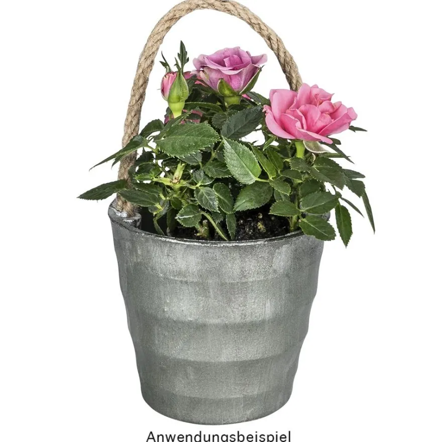 Deko-Gefäß mit Henkel aus Jute, 8,5cm hoch, Ø9,4cm, Rohling, weiß