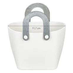 Deko-Gefäß mit Henkeln, 8,3cm x 11,7cm x 7,5cm, Rohling, weiß