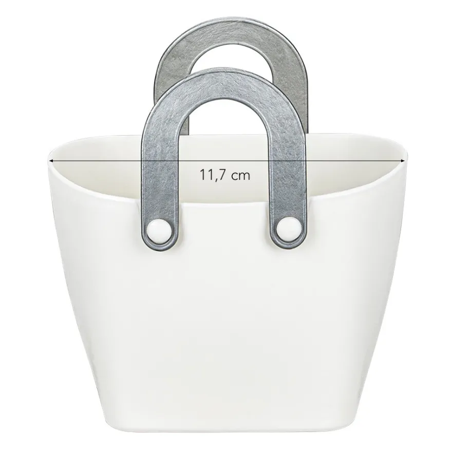Deko-Gefäß mit Henkeln, 8,3cm x 11,7cm x 7,5cm, Rohling, weiß
