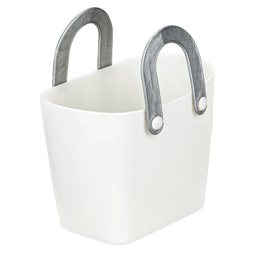 Deko-Gefäß mit Henkeln, 8,3cm x 11,7cm x 7,5cm, Rohling, weiß