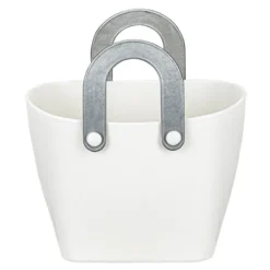 Deko-Gefäß mit Henkeln, 8,3cm x 11,7cm x 7,5cm, Rohling, weiß