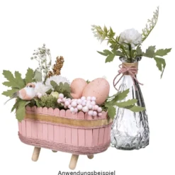Deko-Gefäß mit Holzfüßen, 8,6cm x 15,1cm x 6,9cm, Rohling, weiß