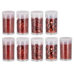 Deko-Glitzer Vielfalt, 9 Dosen mit je 2g, 5 Variationen, rot