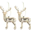 Deko-Hirsche, Design 1, 11,5cm x 14,5cm, gold-metallic, 2 Stück