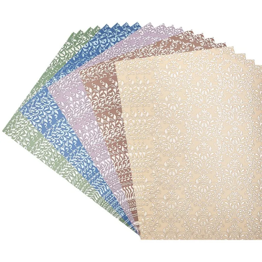 Deko-Karton, Pearl, Ornamente, DIN A4, 5 verschiedene Farben, 20 Bogen