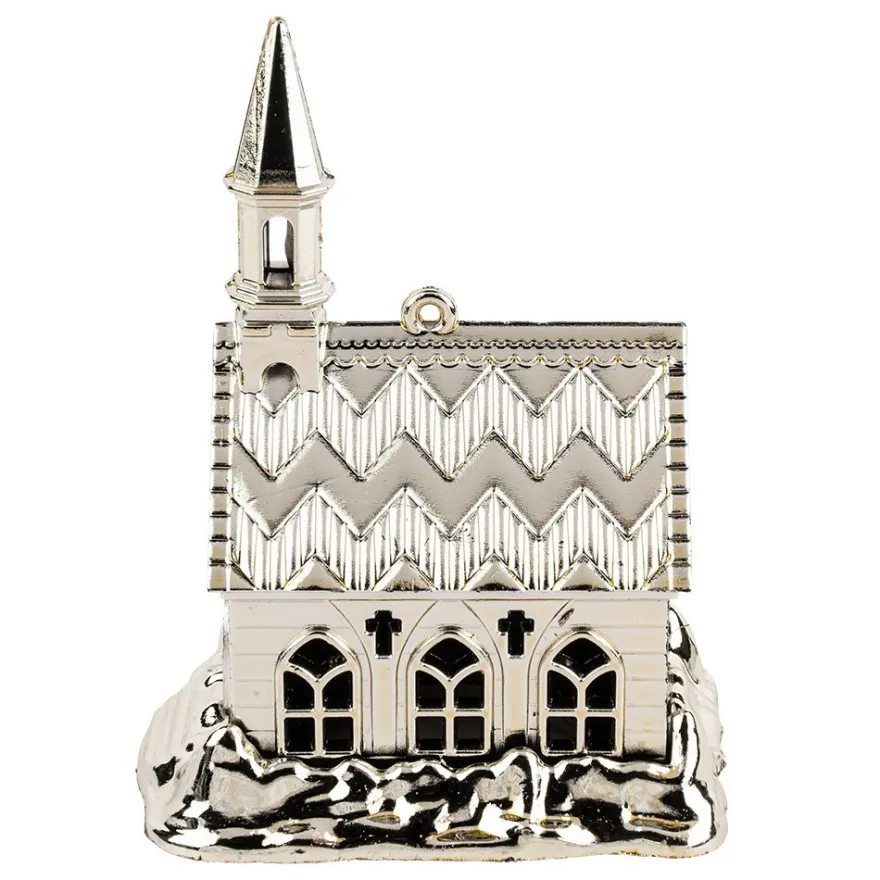 Deko-Kirchen, 9,9cm x 7,5cm x 5,9cm, glänzend hellgold, 2 Stück