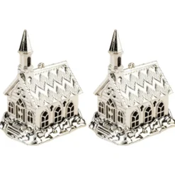 Deko-Kirchen, 9,9cm x 7,5cm x 5,9cm, glänzend hellgold, 2 Stück