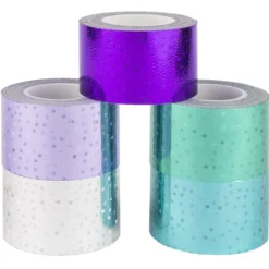 Deko-Klebeband, Laserstars kalt, 30mm x 5m, 5 Rollen