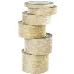 Deko-Klebeband, Seidenoptik, diamantiert, verschiedene Breiten, 5m, 6 Rollen, hellgold