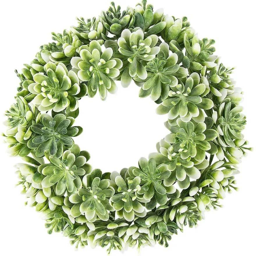 Deko-Kranz, Design 9, innen: Ø 11cm, außen: Ø 20cm, mit Sukkulenten