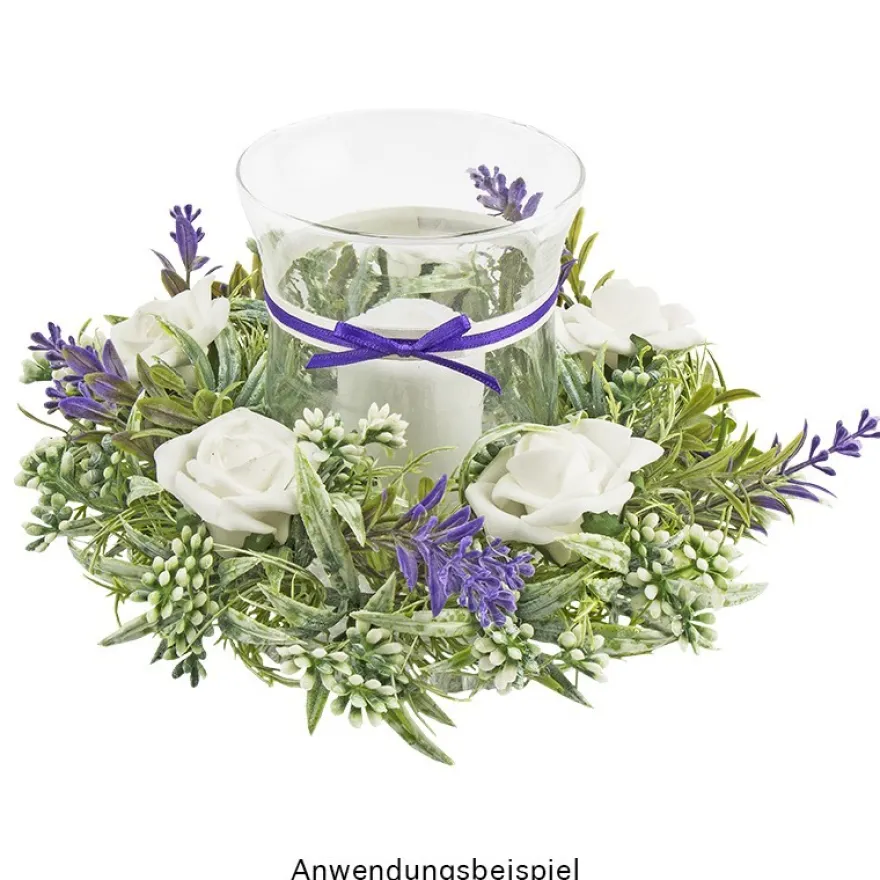 Deko-Kranz, Design 6, innen: Ø 11cm, außen: Ø 22cm, mit weißen Knospen
