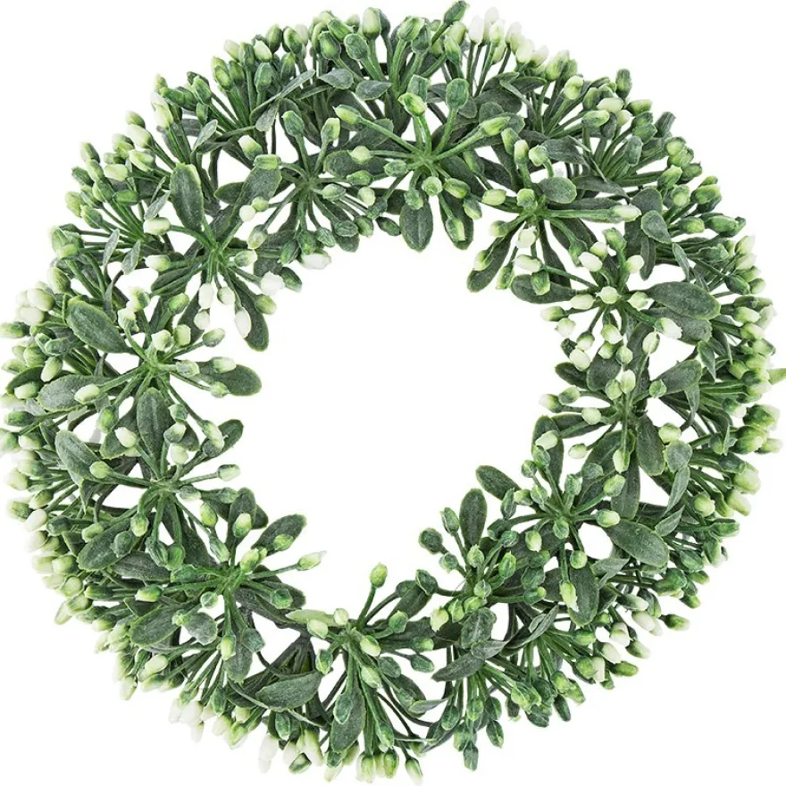 Deko-Kranz, Design 1, innen: Ø 10,5cm, außen: Ø 18cm, mit weißen Knospen