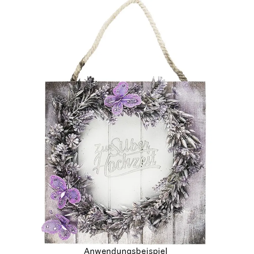 Deko-Kranz, Design 3, innen: Ø 9,5cm, außen: Ø 23cm, mit violetten Blüten und Knospen