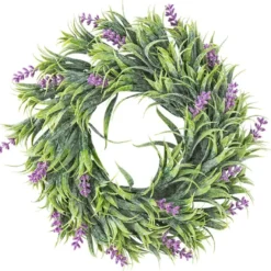 Deko-Kranz, Design 12, innen: Ø 9,5cm, außen: Ø 25cm, mit violetten Blüten