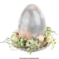 Deko-Kranz Osterzeit, Ø 28cm, mit vanillegelben und roséfarbenen Eiern und weißen Blüten