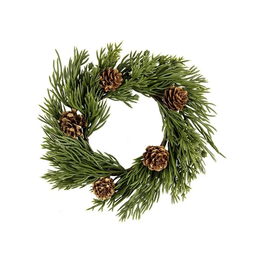 Deko-Kranz, Weihnachten 3, Ø 15cm, mit Koniferenzweigen & Tannenzapfen