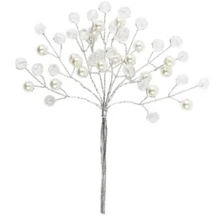 Deko-Kristall-&Perlenzweige, Kugel, 14cm, transparent klar, perlmutt natur, 10 Stück