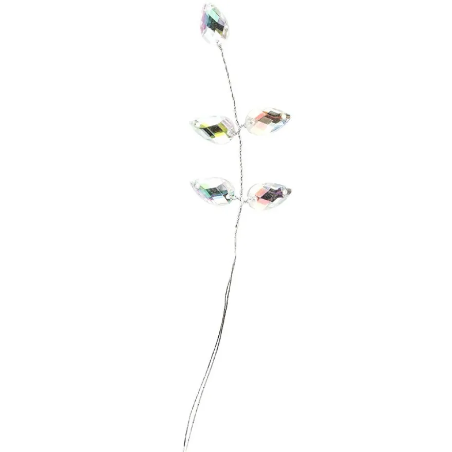 Deko-Kristallzweige am Draht, 13 cm, klar irisierend, 10 Stück