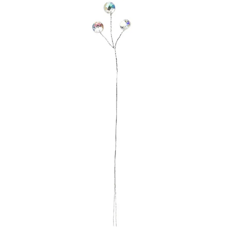 Deko-Kristallzweige, rund, 19cm, silber hinterlegt, klar, irisierend, 10 Stück