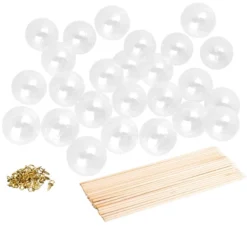 Deko-Kugeln, Ø 5cm, Rohlinge, transparent, inkl. Aufhänger & Holzstäbe, 25 Stück