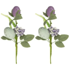 Deko-Osterzweige, Eier & Beeren 2, mit violett- & mintfarbenen Eiern & Beeren, 2 Stück