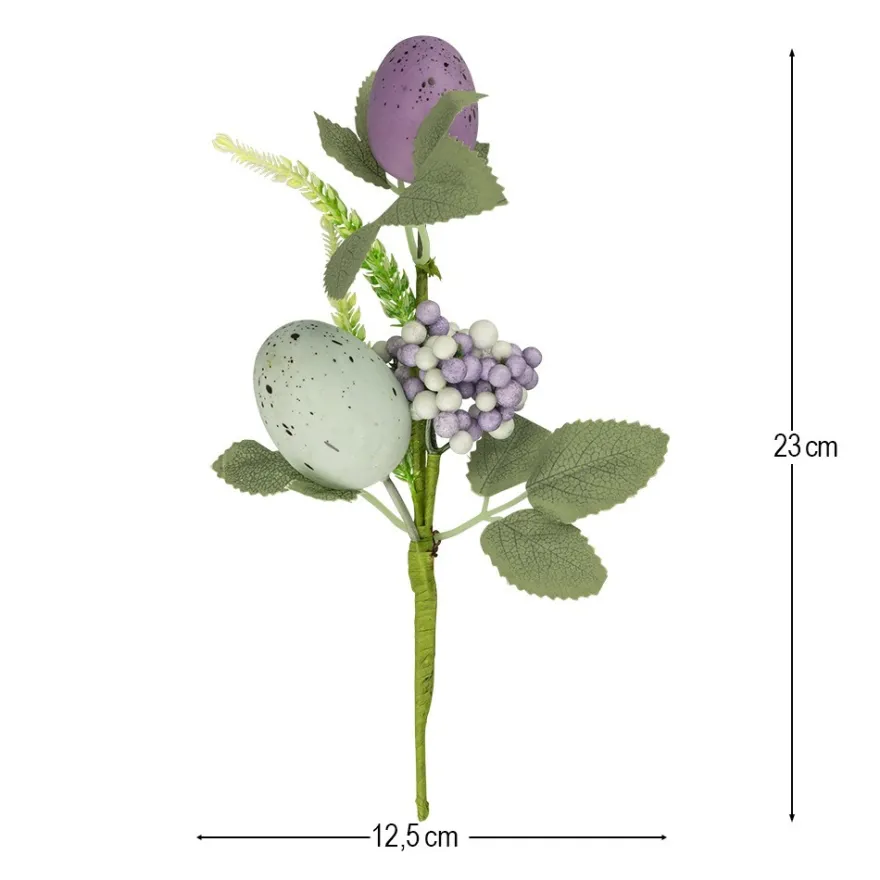Deko-Osterzweige, Eier & Beeren 2, mit violett- & mintfarbenen Eiern & Beeren, 2 Stück