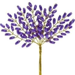 Deko-Perlenzweige am Draht, 13 cm, violett, 10 Stück