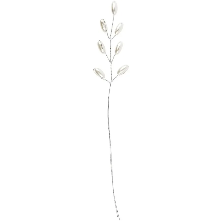 Deko-Perlenzweige, Oval, 19cm, perlmutt, natur, 10 Stück