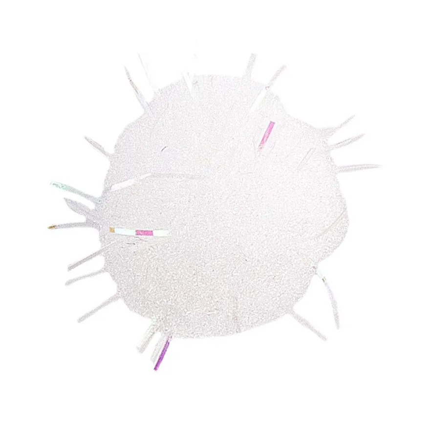 Deko-Pompons, Ø 1,5cm, weiß, mit irisierendem Lametta, 150 Stück
