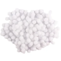 Deko-Pompons, Ø 1,5cm, weiß, mit irisierendem Lametta, 150 Stück