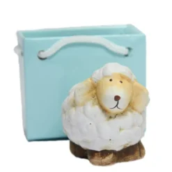 Deko-Schaf, Keramik, 4,5 cm, mit Lack-Täschchen