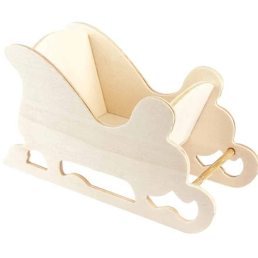 Deko-Schlitten, Design 4, 9,5cm x 17,5cm x 7,5cm, natur
