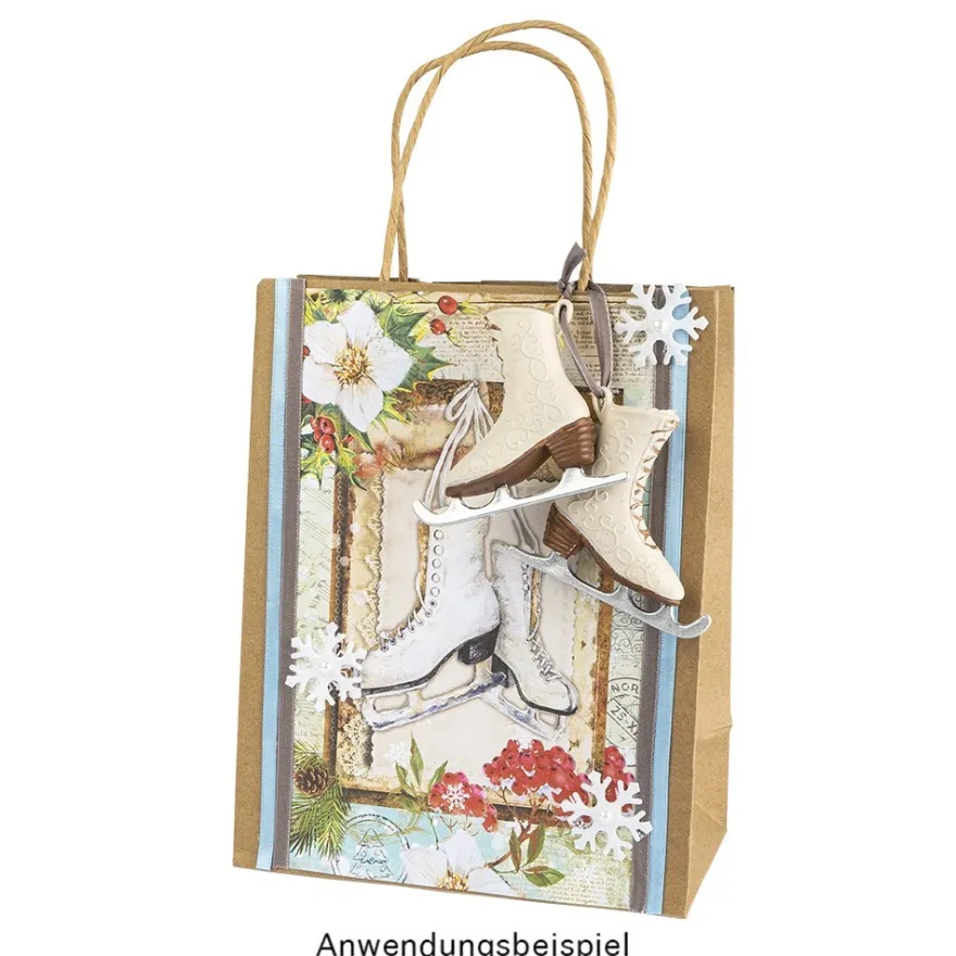 Deko-Schlittschuhe 1, Rohlinge, 8cm x 7cm x 2,5cm, 4 Stück