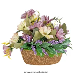 Deko-Steckschale, braun, 16cm x 9cm x 6cm, Styroporsteckmasse in Grasoptik, Schale aus Pappmaché
