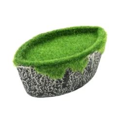 Deko-Steckschale, 16cm x 9cm x 6cm, Styroporsteckmasse in Grasoptik, Schale aus Pappmaché
