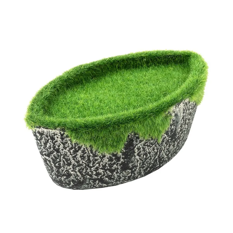 Deko-Steckschale, 16cm x 9cm x 6cm, Styroporsteckmasse in Grasoptik, Schale aus Pappmaché