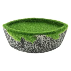 Deko-Steckschale, 16cm x 9cm x 6cm, Styroporsteckmasse in Grasoptik, Schale aus Pappmaché