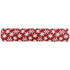Deko-Stoff, Eiskristalle, 28cm breit, 3m lang, rot, weiß-irisierend