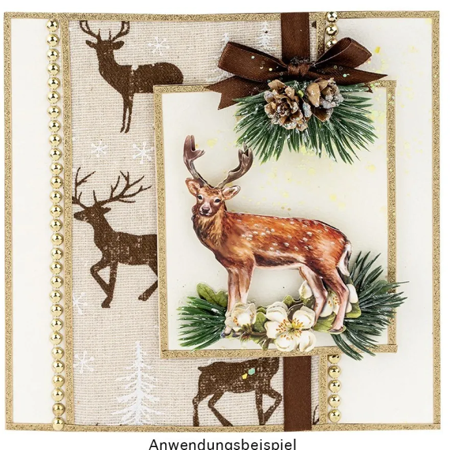 Deko-Stoff, Hirsch 2, 28cm breit, 3m lang, creme