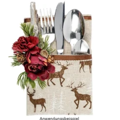 Deko-Stoff, Hirsch 2, 28cm breit, 3m lang, creme