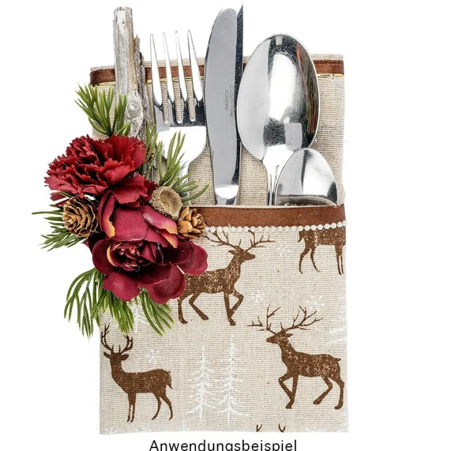 Deko-Stoff, Hirsch 2, 28cm breit, 3m lang, creme