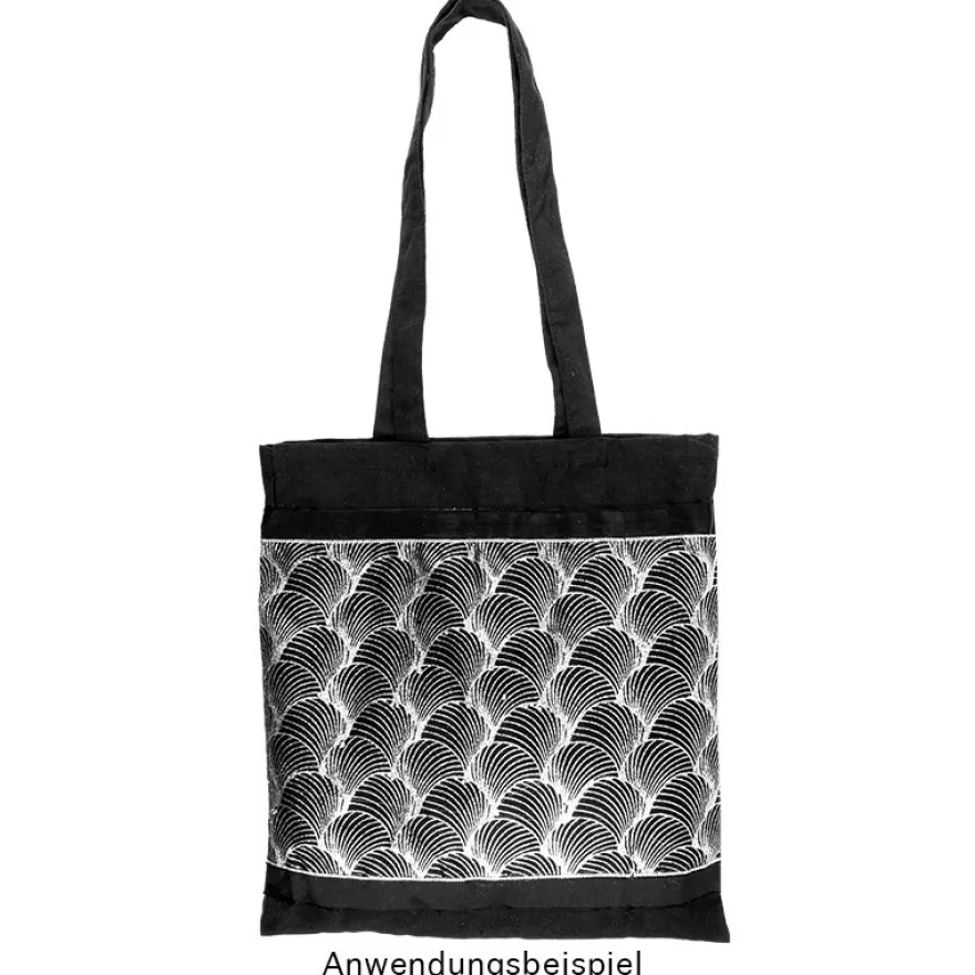 Deko-Stoff, Netzoptik 2, 28cm breit, 3m lang, schwarz, silber