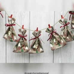 Deko-Stoff, Weihnachten, 28cm breit, 3m lang, auf Rolle, hellbraun