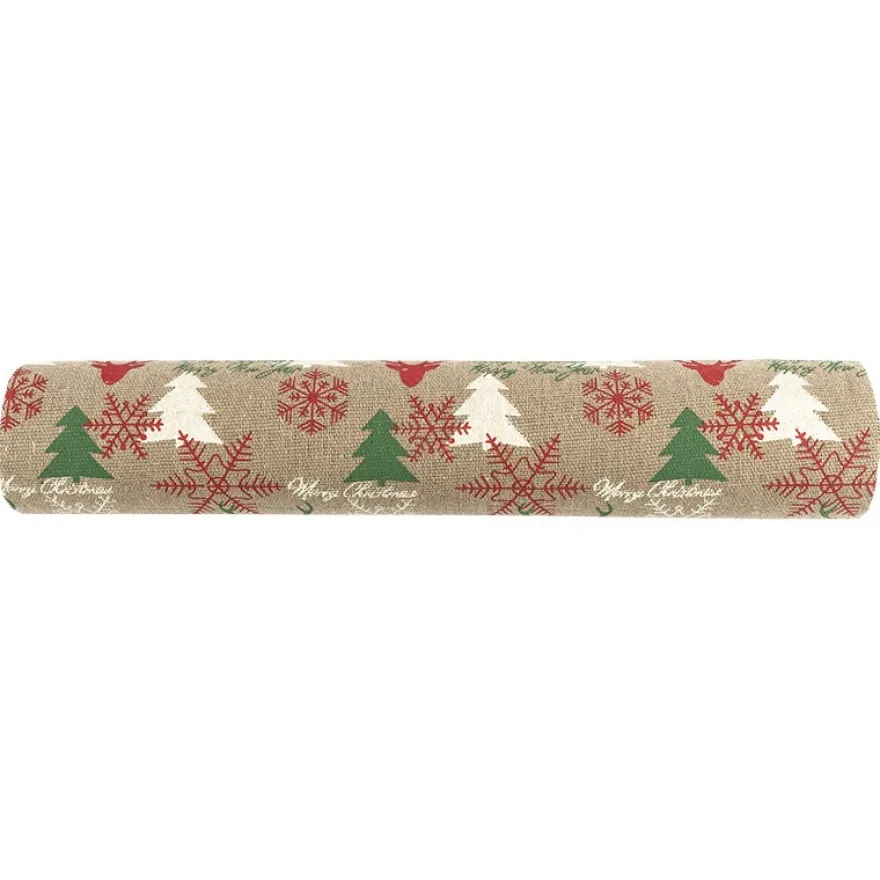 Deko-Stoff, Weihnachten, 28cm breit, 3m lang, auf Rolle, hellbraun
