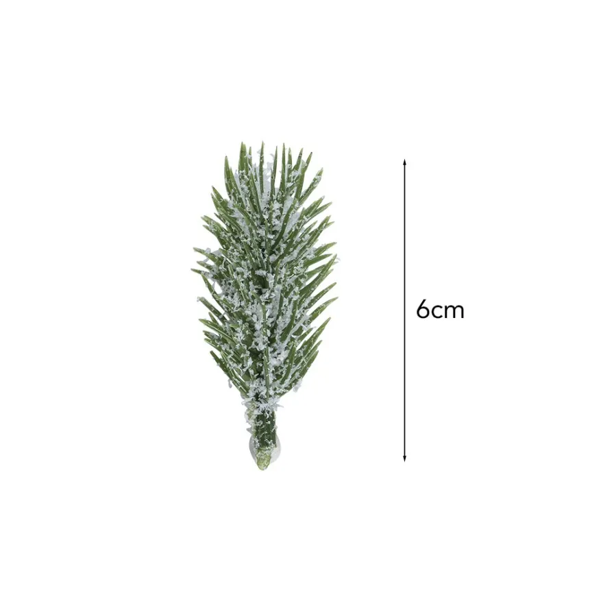 Deko-Tannenzweige, 6cm lang, grün, beschneit, 40 Stück